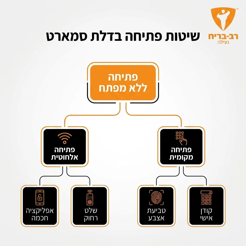 אינפוגרפיקה — שיטות פתיחה בדלת סמארט: פתיחה ללא מפתח