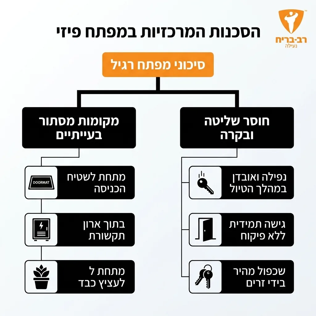 אינפוגרפיקה — הסכנות המרכזיות במפתח פיזי: סיכוני מפתח רגיל